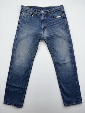 Levis 505 Jeans Regular Stright Fit Men's 36x32 Blue Washed Denim